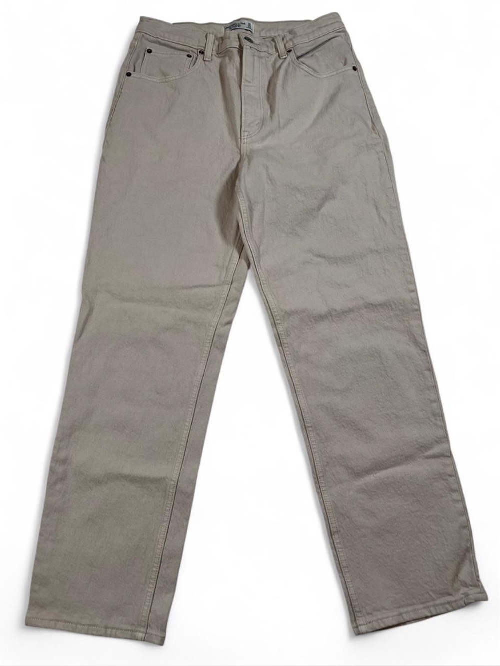 Abercrombie & Fitch 90s Straight Jeans Womens 10s Beige High‎ Rise